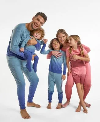 Matching Family Pink Blue Ombre Tie Dye Cotton Pajamas by Leveret