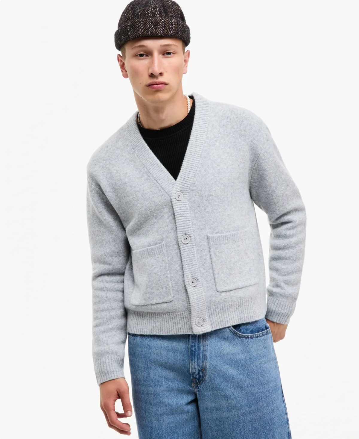 Long-Sleeve Relaxed-Fit V-Neck Capricorn Cardigan by Mode of One