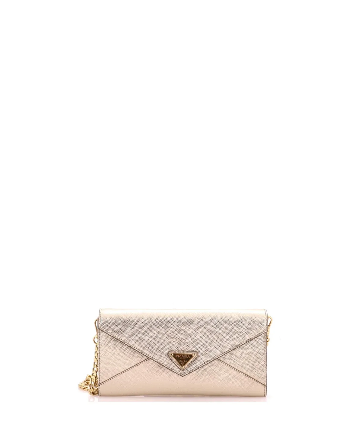 Pre-Owned Envelope Wallet on Chain Saffiano Leather by Prada