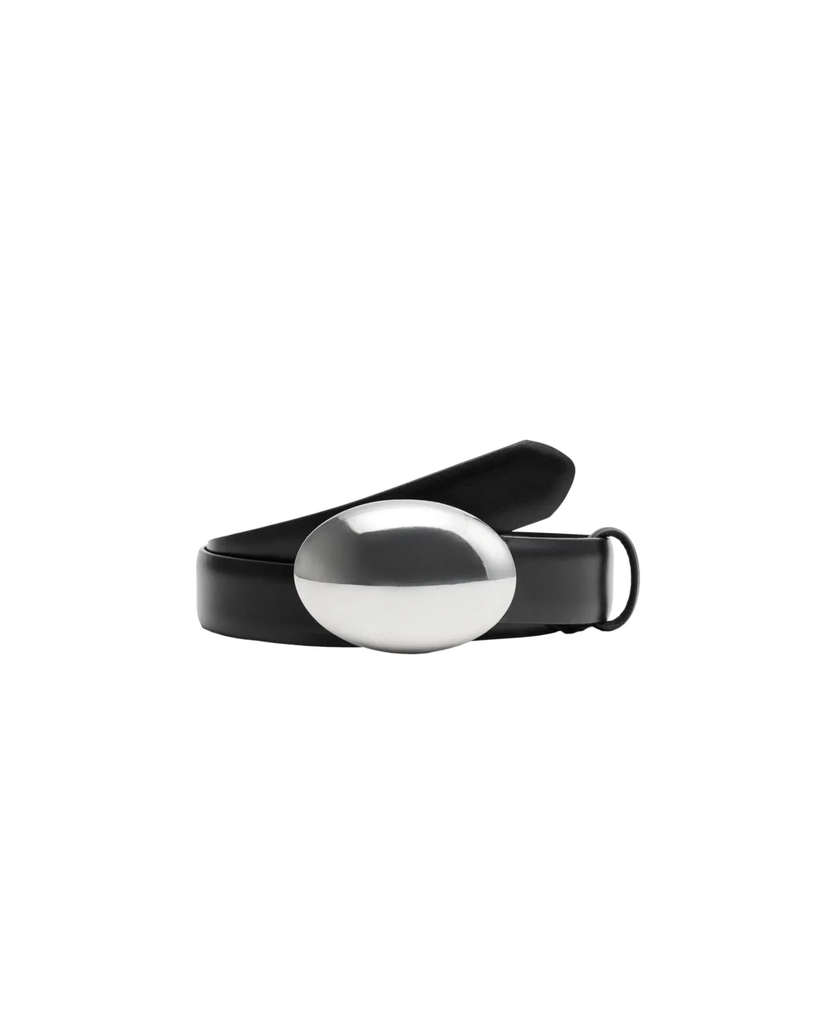 Leather Oval-Buckle Belt