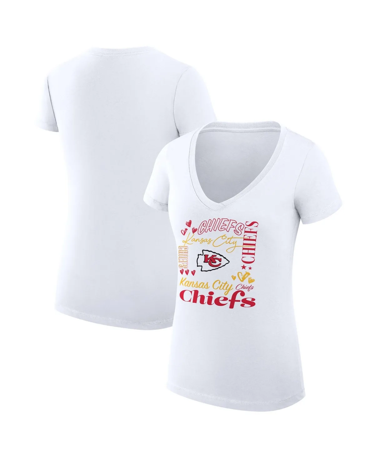 4Her by Carl Banks Kansas City Chiefs Super-Slim Fit V-Neck Short-Sleeve T-Shirt by G-III