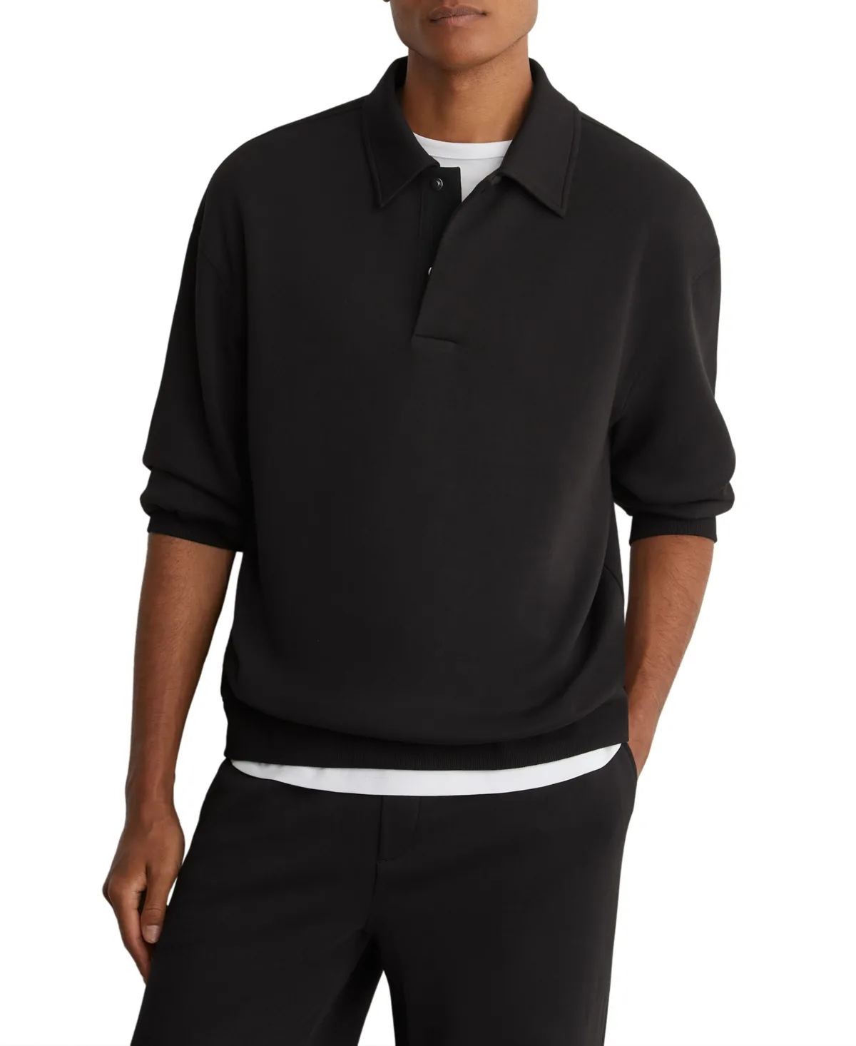 Brooks Sueded Relaxed-Fit Polo Sweatshirt by Reiss
