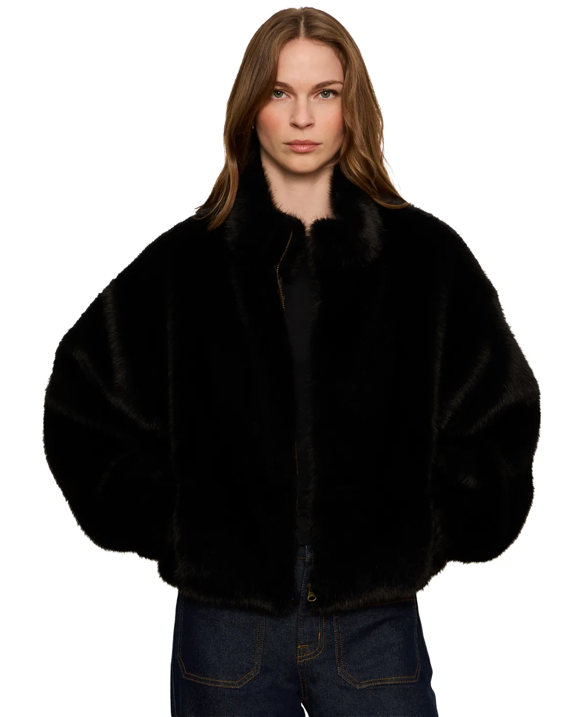 Everest Faux Fur Funnel Neck Bomber Jacket by Sanctuary