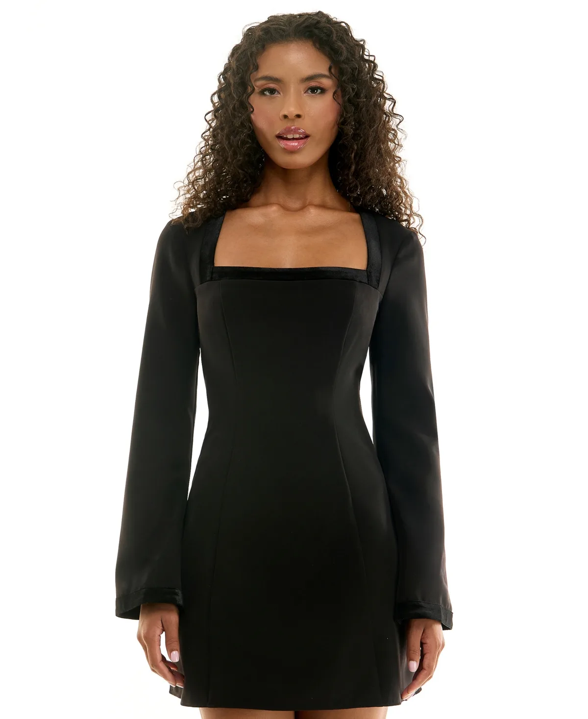 Square Neck Bell Sleeve Mini Dress by Seni & Cade