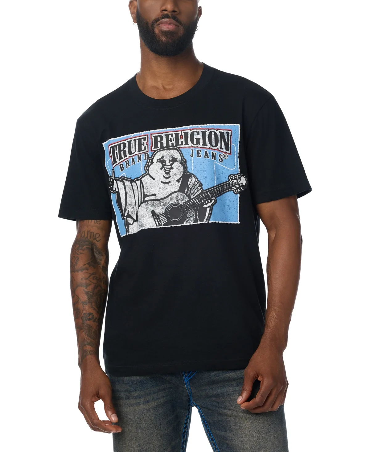 Stitched Block Buddha Graphic Logo T-Shirt by True Religion