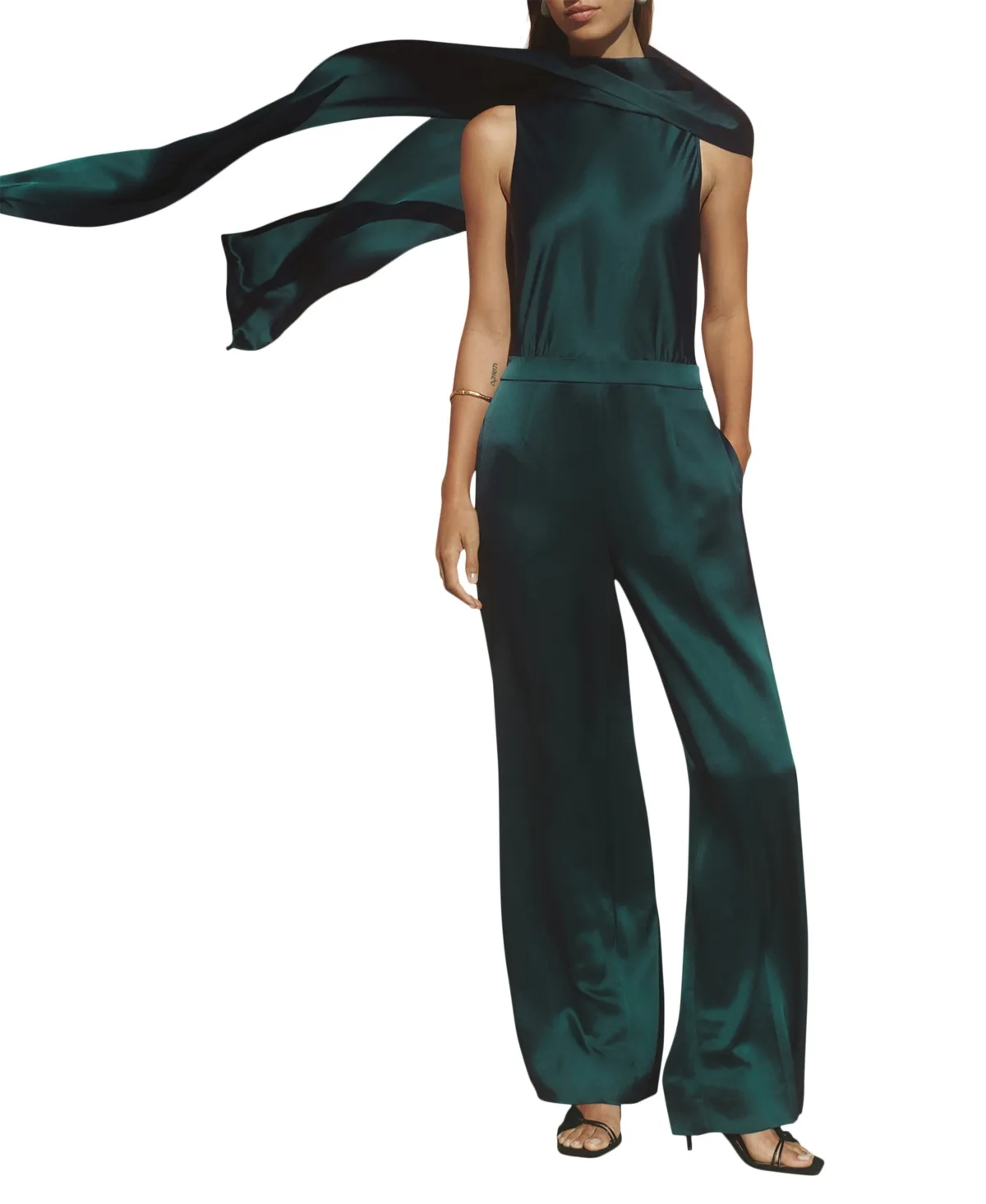 Farah Capeback Cowl-Neck Wide-Leg Jumpsuit by Reiss