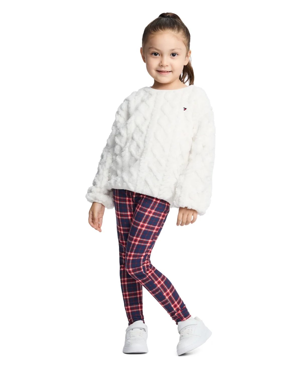 Sherpa Cable-Knit Plaid Top and Leggings, 2-Piece Set by Tommy Hilfiger