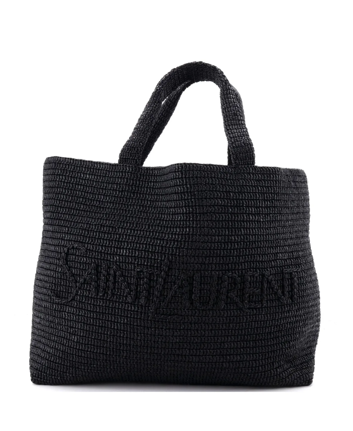 Pre-Owned Logo Supple Tote Embroidered Raffia by Saint Laurent