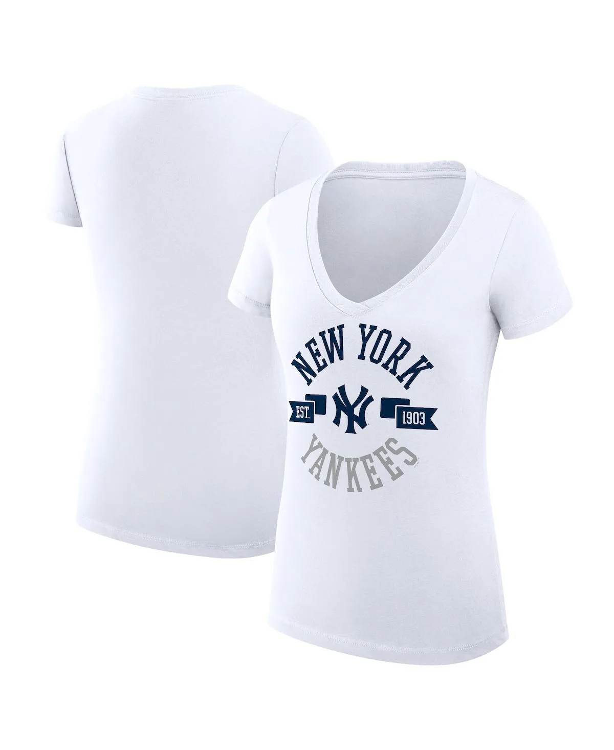 G-Iii 4Her by Carl Banks New York Yankees Super-Slim Fit Lightweight City Graphic V-Neck T-Shirt by G-III