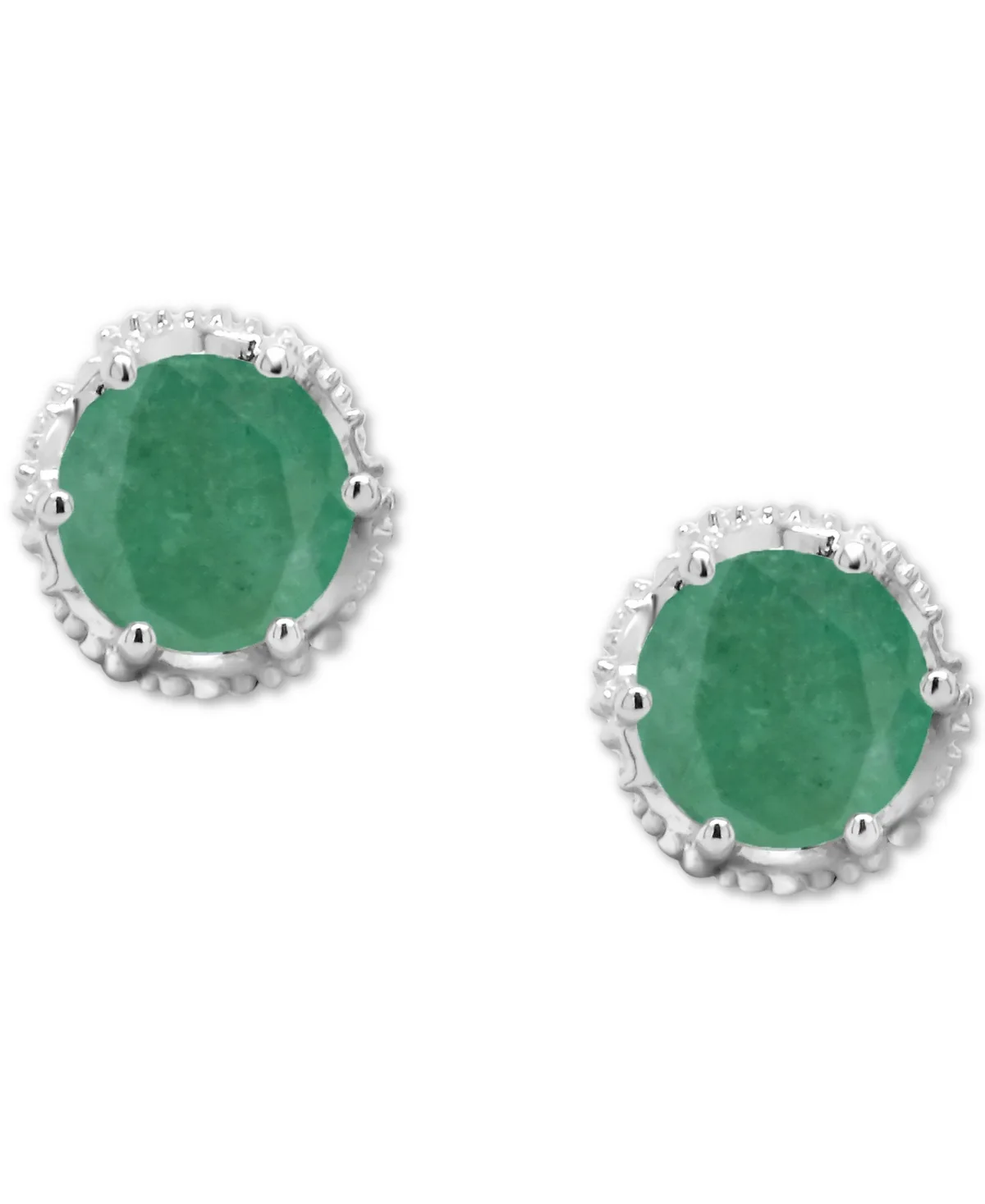 Sapphire Beaded Frame Stud Earrings (1-1/5 ct. t.w.) in Sterling Silver