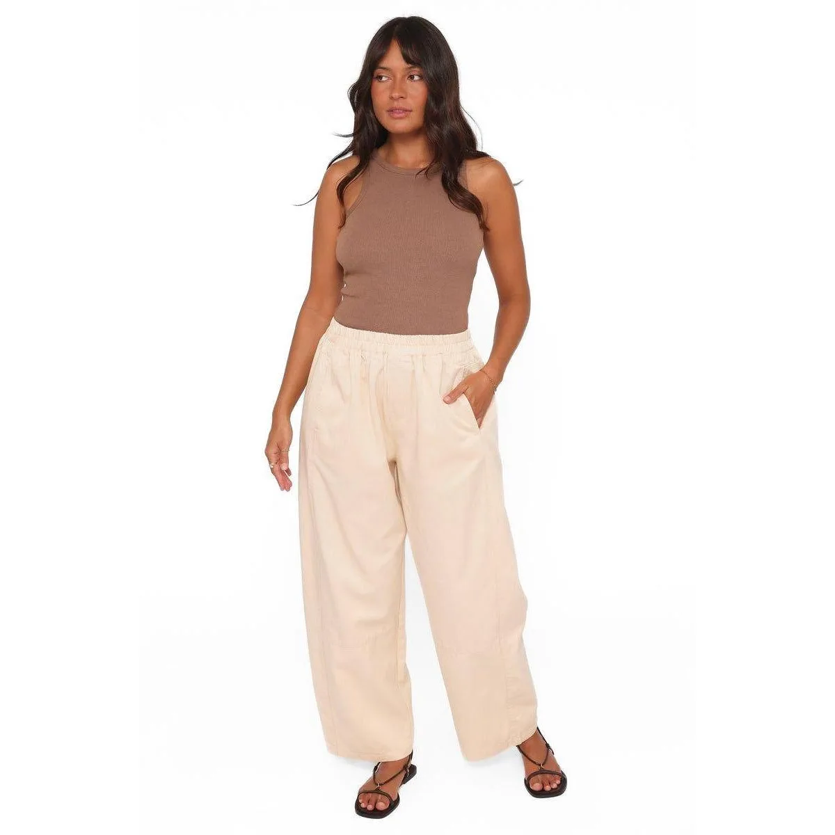 Sasha High-Rise Barrel-Leg Jeans by Petal and Pup