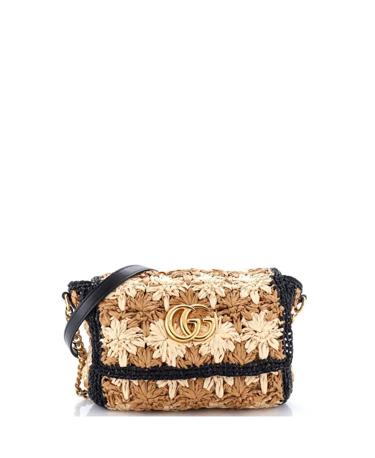 Pre-Owned Gucci Small Gg Marmont Flap Bag Raffia by Gucci