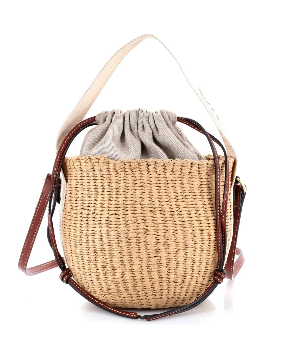 Pre-Owned Chloe Small Woody Basket Tote Woven Raffia by Chloé