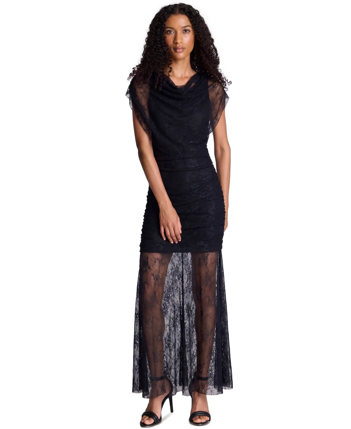 Sheer Overlay Lace Maxi Dress by Kenneth Cole