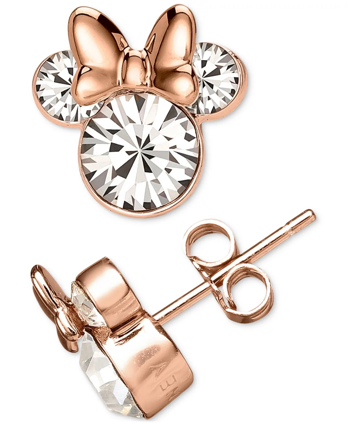 Cubic Zirconia Minnie Mouse Stud Earrings in 18k Rose Gold-Plated Sterling Silver by Disney