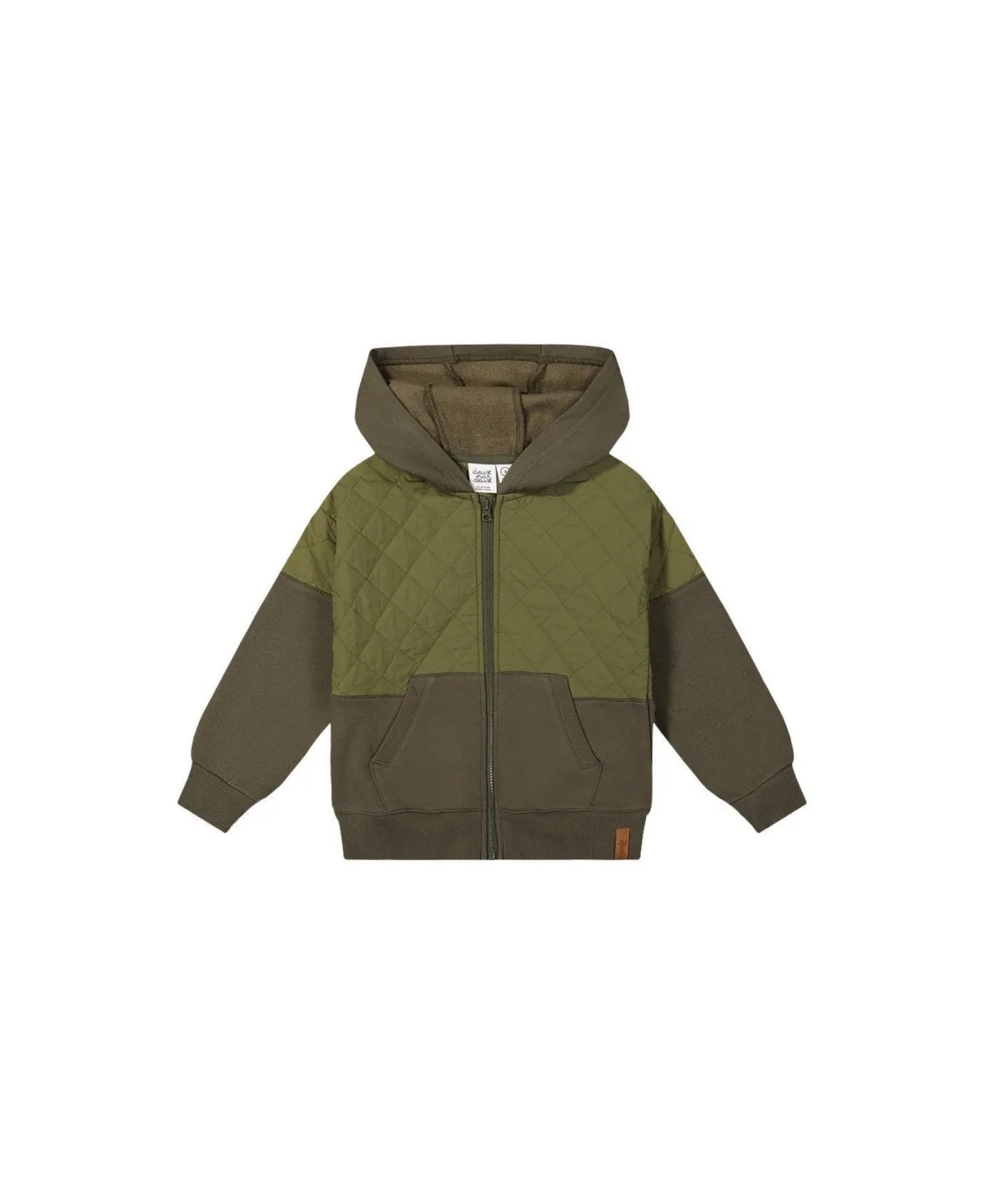 Full Zip Hooded Bi-Material Cardigan by Deux Par Deux