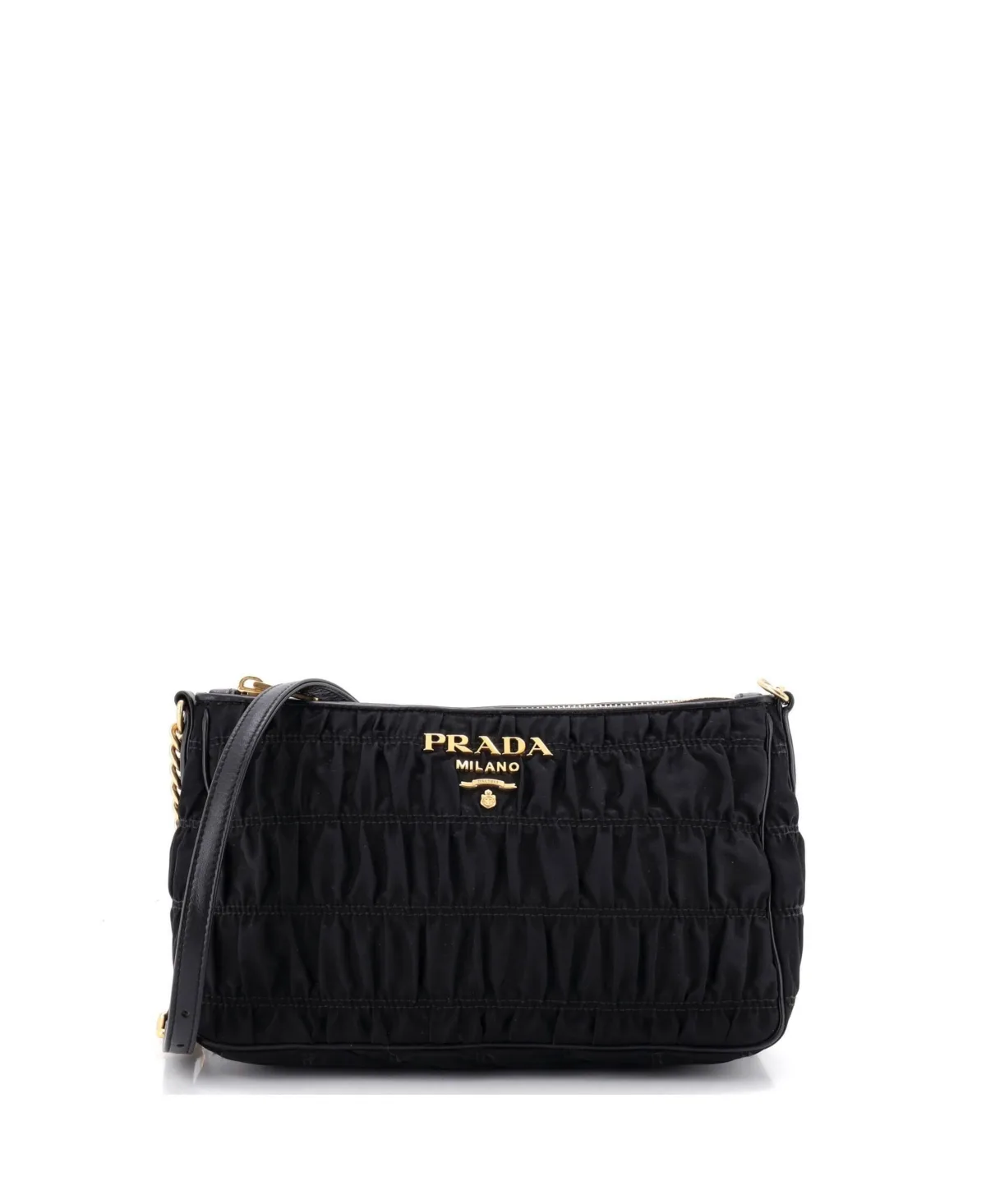 Pre-Owned Small Gaufre Zip Crossbody Quilted Tessuto by Prada
