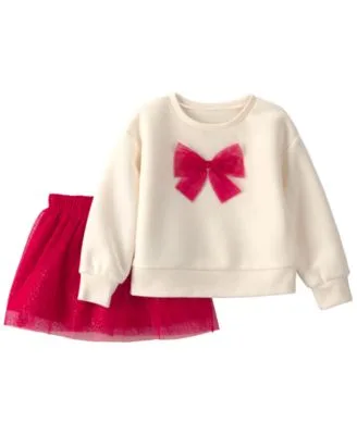Tulle Bow Fleece Long Sleeve Top Skort 2 Piece Set by Carter's