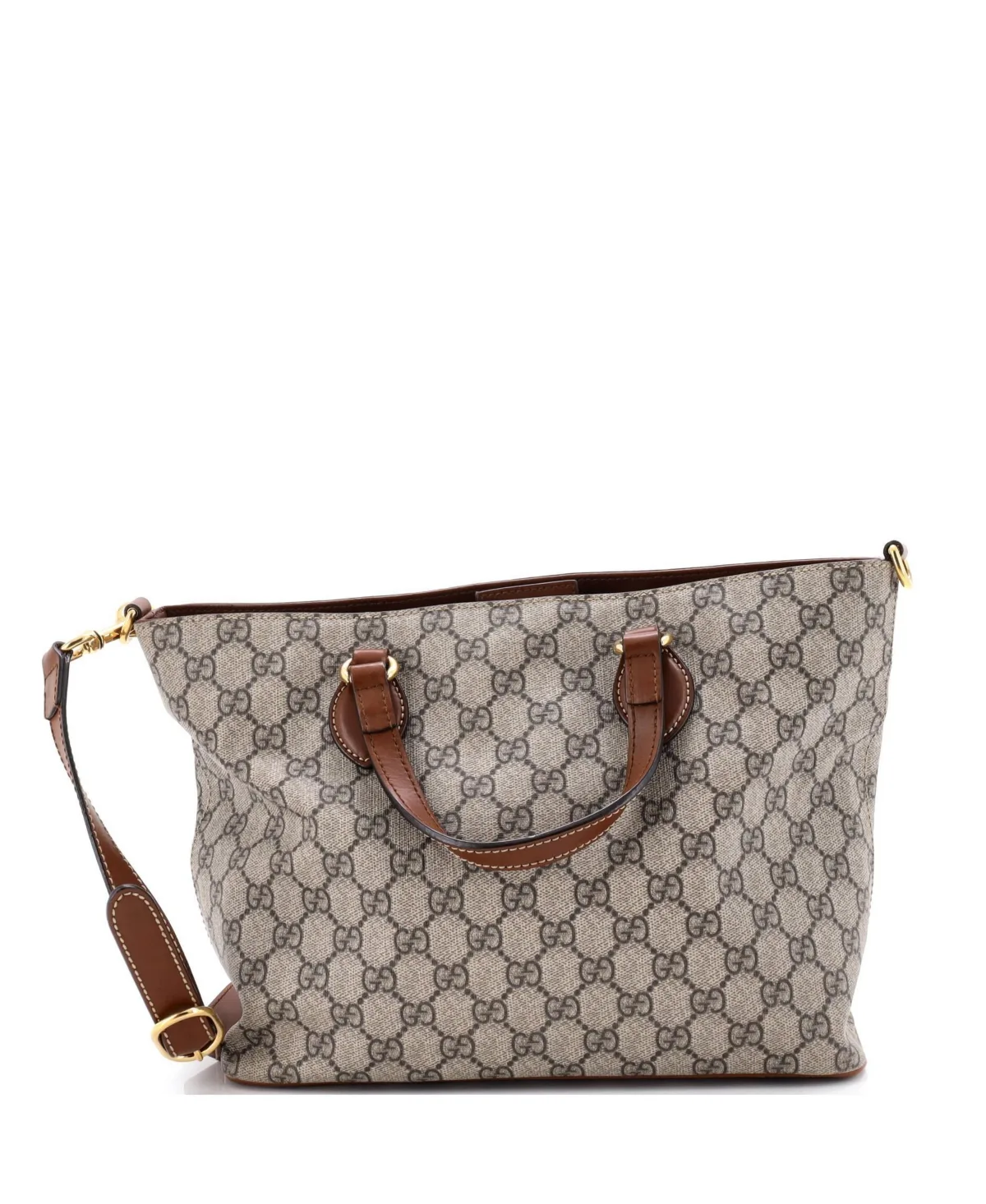Pre-Owned Gucci Small Convertible Soft Tote GG Coated Canvas with Leather by Gucci