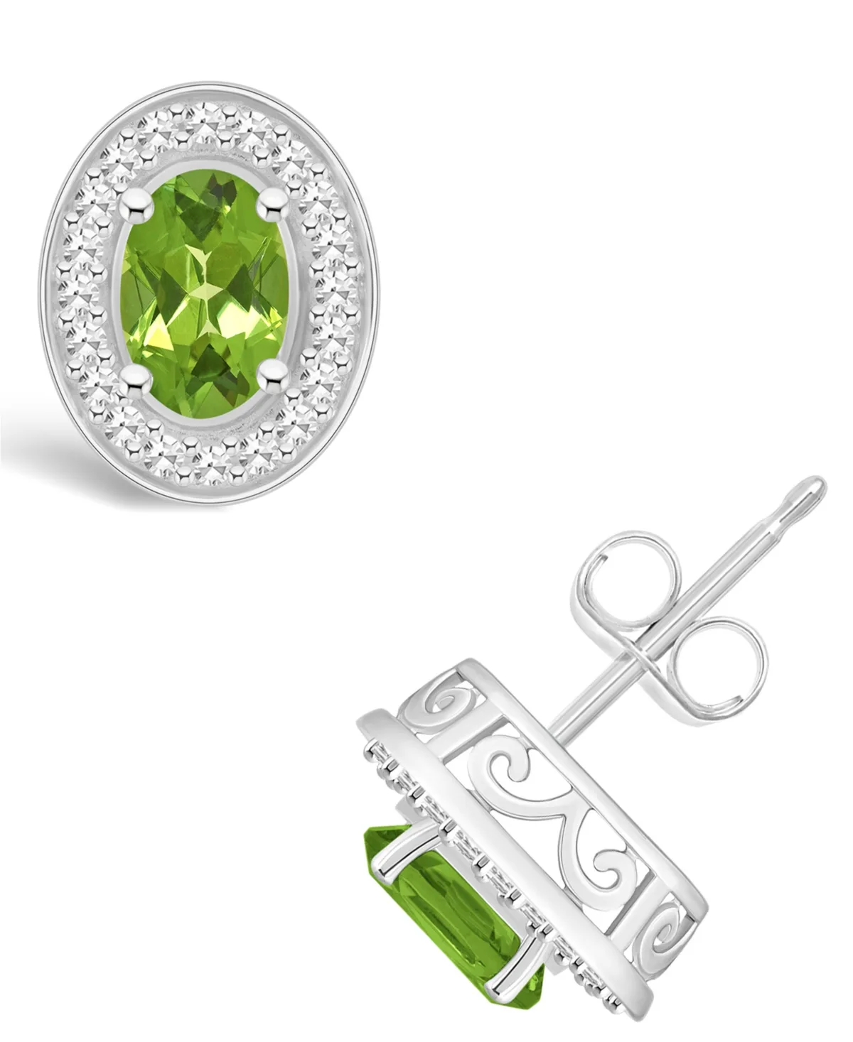 (1-1/10 ct. t.w.) and Diamond (1/5 ct. t.w.) Halo Studs in Sterling Silver by Macy's