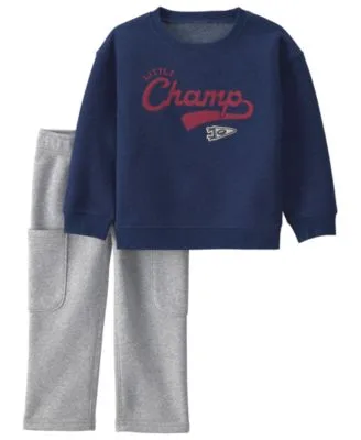 Little Champ Football Fleece Long Sleeve Sweatshirt Pants 2 Piece Set by Carter's