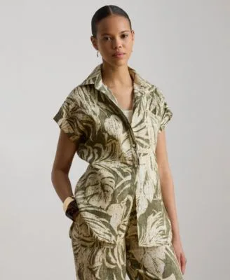 Lauren Ralph Lauren Printed Point Collar Short Sleeve Shirt by Ralph Lauren