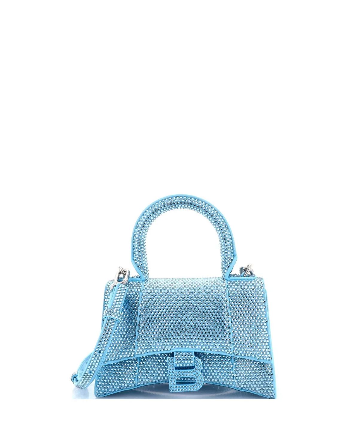 Pre-Owned Balenciaga Xs Hourglass Top Handle Bag Suede with Crystals by Balenciaga