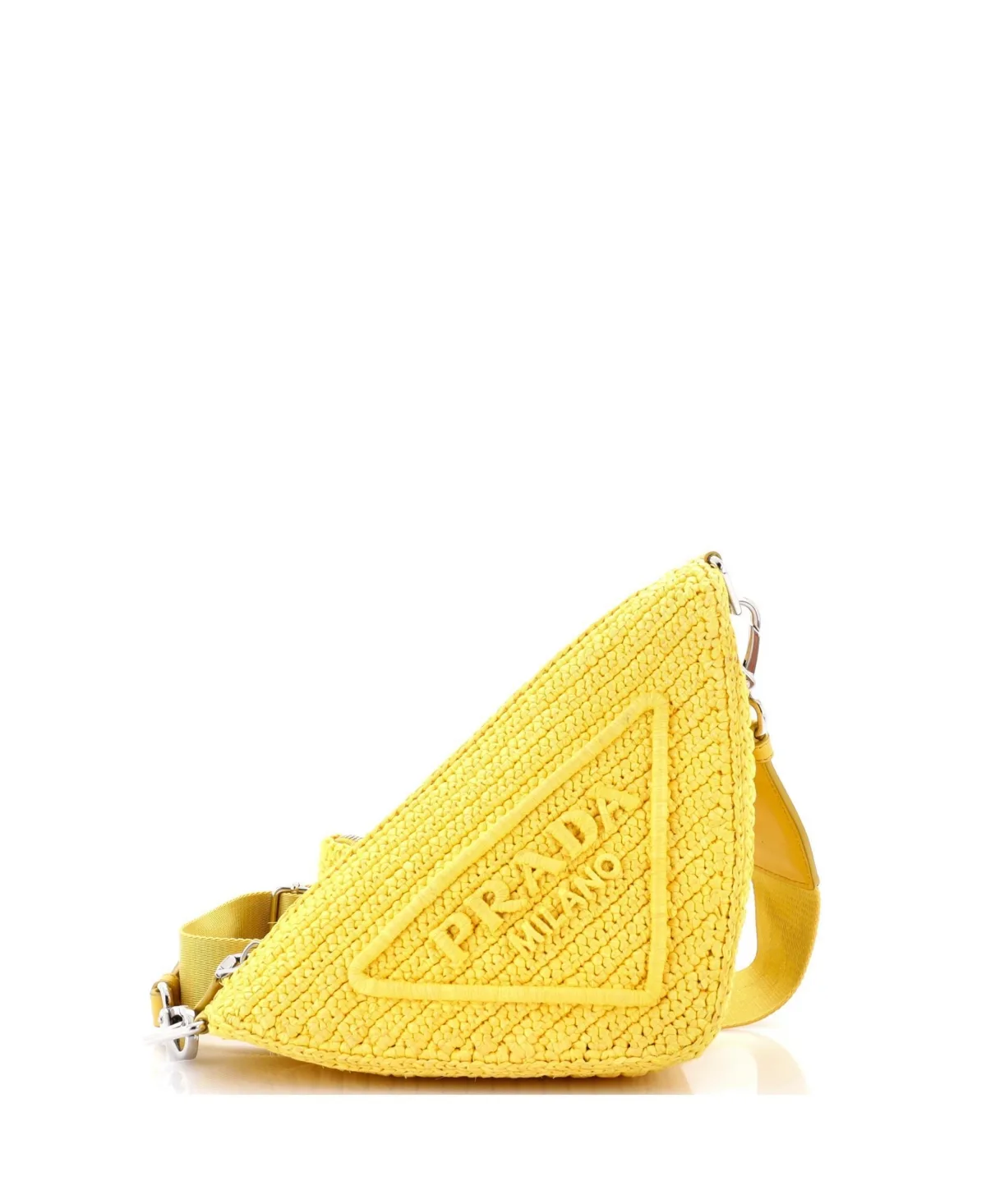 Pre-Owned Prada Small Triangle Logo Zip Crossbody Bag Crochet Raffia