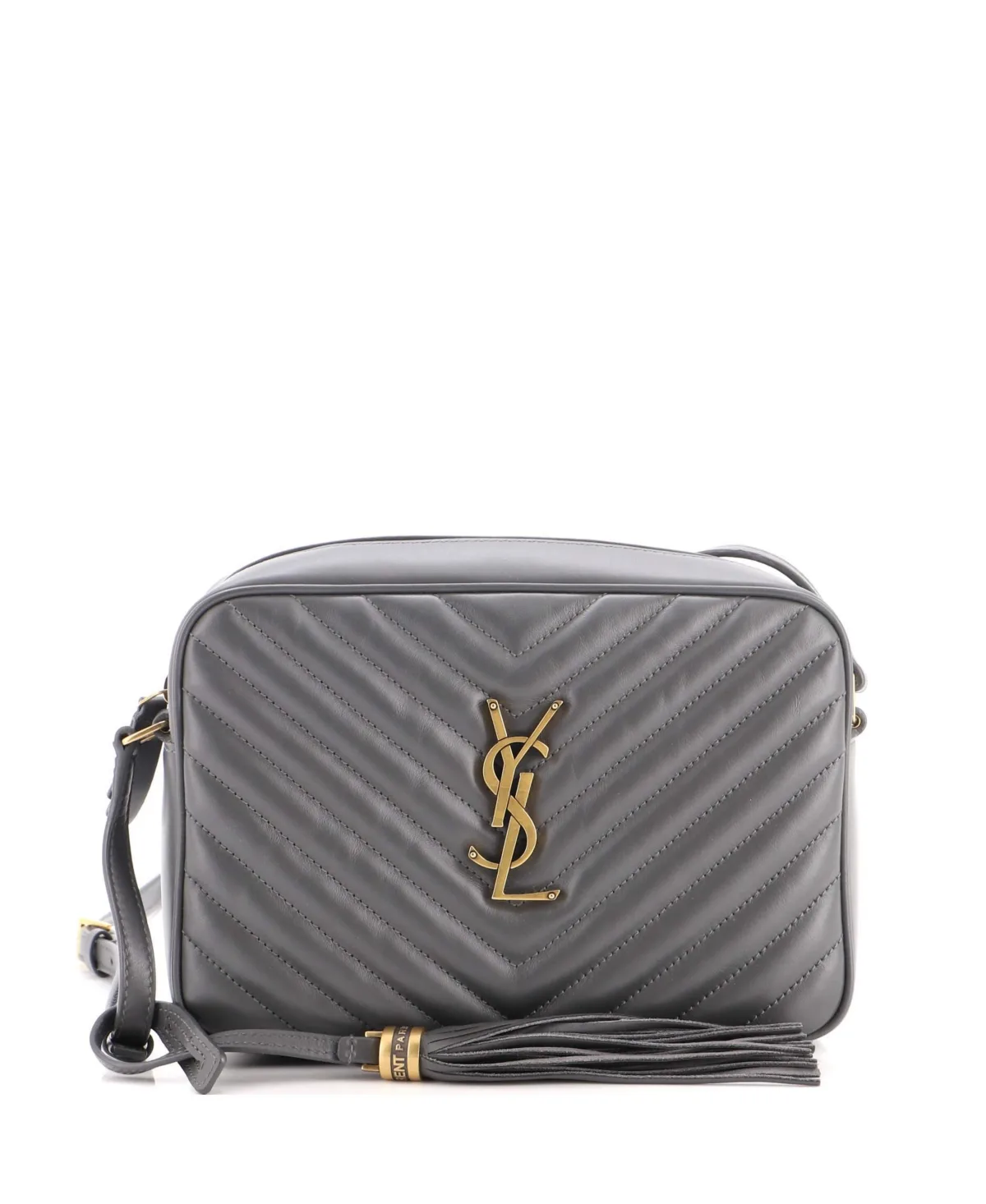 Pre-Owned Saint Laurent Crossbody Matelasse-Chevron Lou Camera Bag, Small, 9W x 6.5H x 2.5D