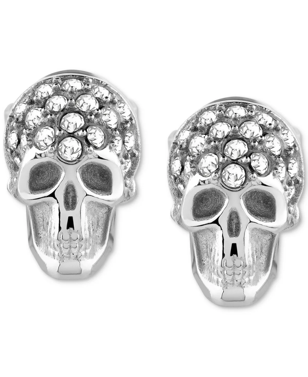 Enigma Crystal Skull Stud Earrings in Stainless Steel