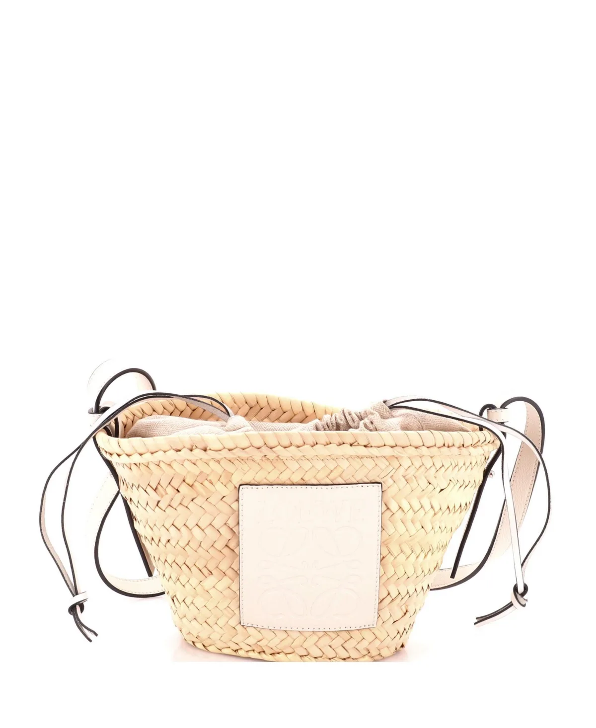 Pre-Owned Loewe Drawstring Bucket Crossbody Bag Raffia and Leather by LOEWE