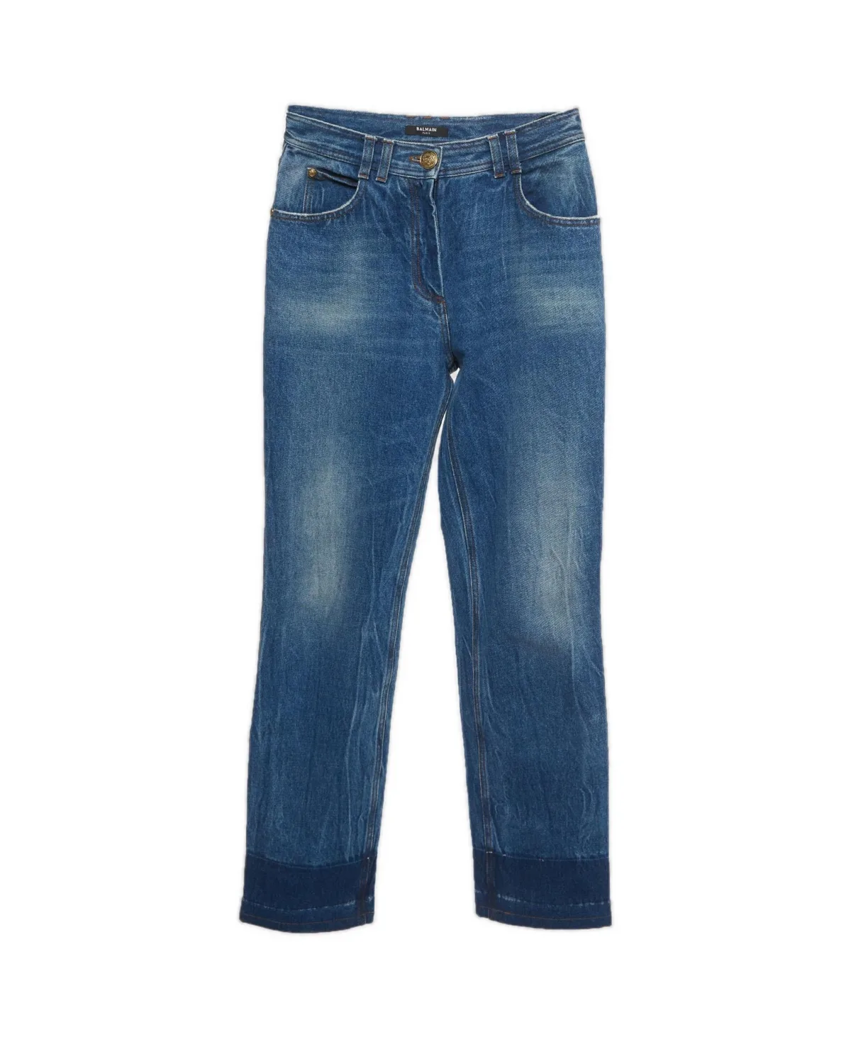 Pre-Owned Balmain Straight-Leg Mid-Rise Denim Jeans by Balmain