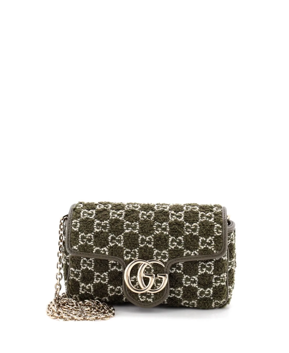 Pre-Owned Mini Gg Marmont Flap Bag Matelasse Gg Boucle Tweed by Gucci