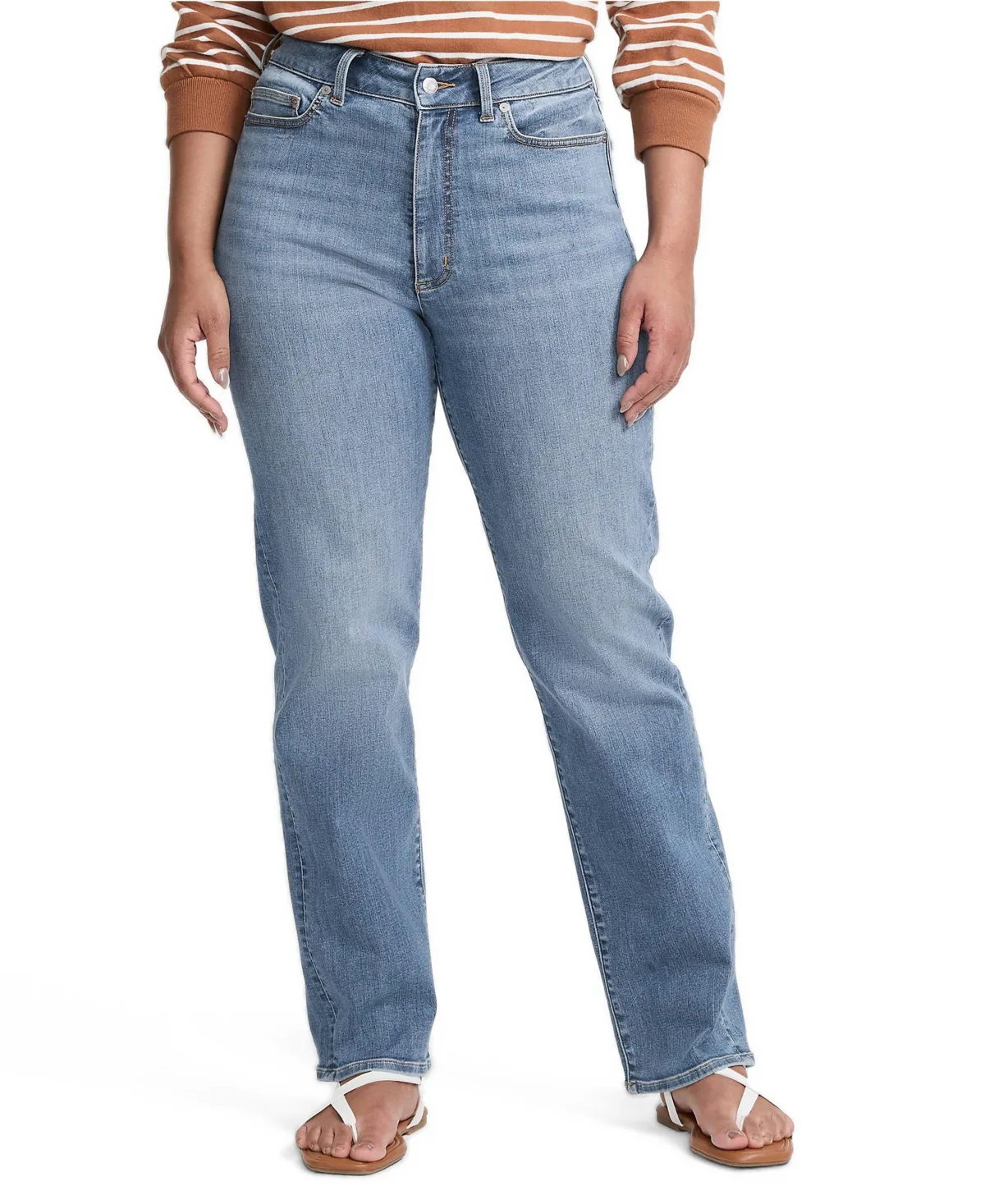 Denim High Rise Straight Curvy Jeans by Lands' End