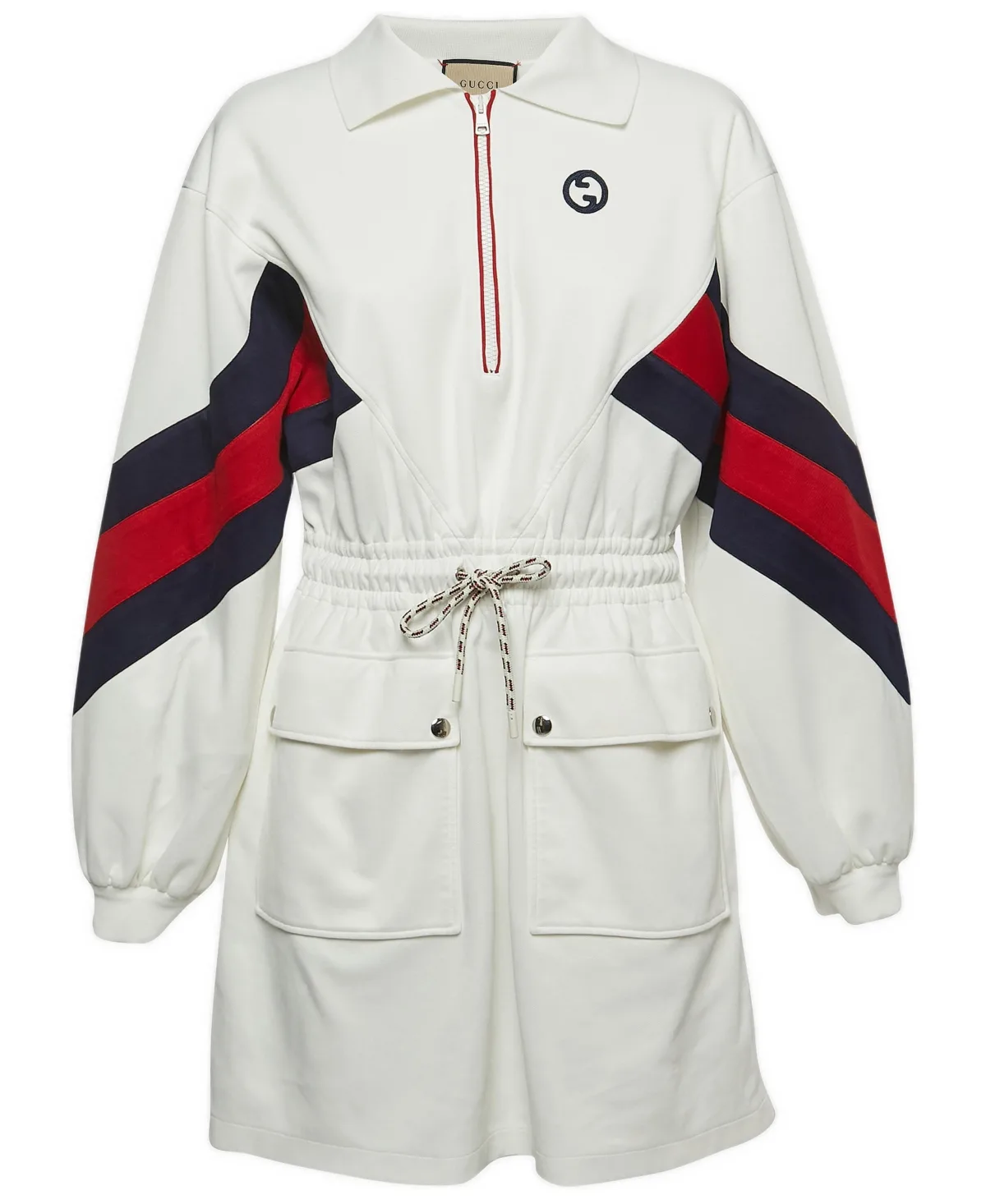 Pre-Owned Knit Interlocking G Web Detailed Mini Polo Dress by Gucci