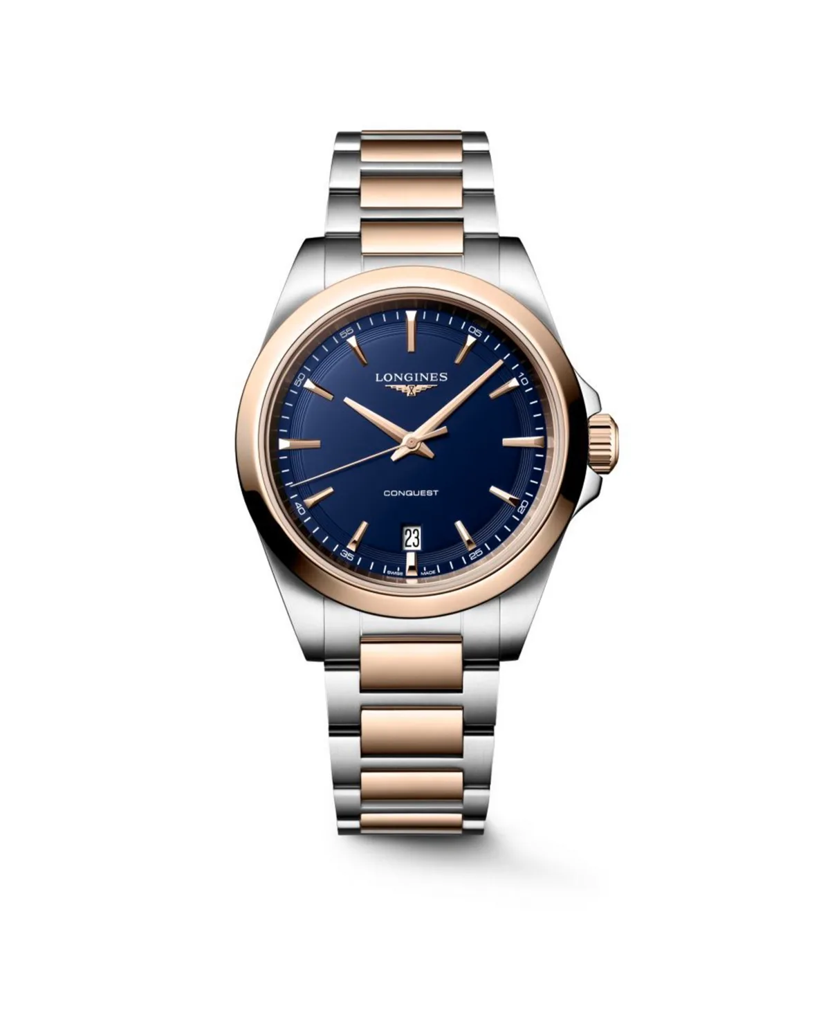 Conquest Red Pvd Coating and Silver Stainless Steel Strap Watch 38mm by Longines