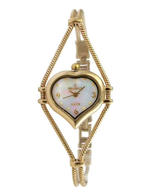 Peugeot Gold-Tone Heart Shape Wire Watch with Mother of Pearl Dial by Peugeot