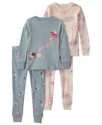 Fairy Tea Party 100 Cotton Snug Fit Pajama 4 Piece Set by Carter's