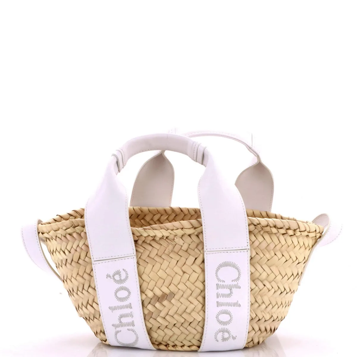 Pre-Owned Chloe Medium Sense Basket Tote Raffia with Leather by Chloé
