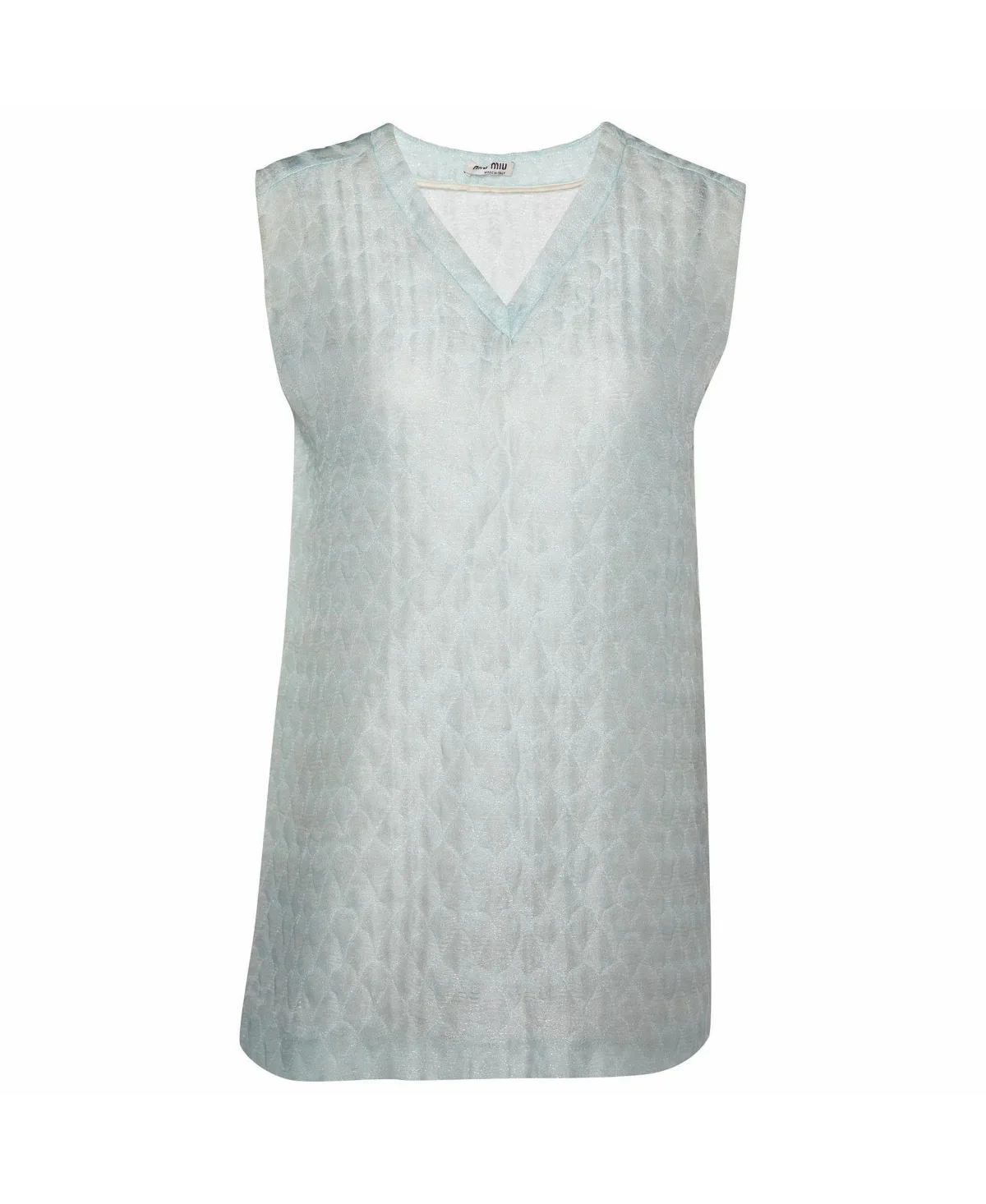 Pre-Owned Miu Miu Patterned Lurex Silk Blend Sleeveless V-Neck Top