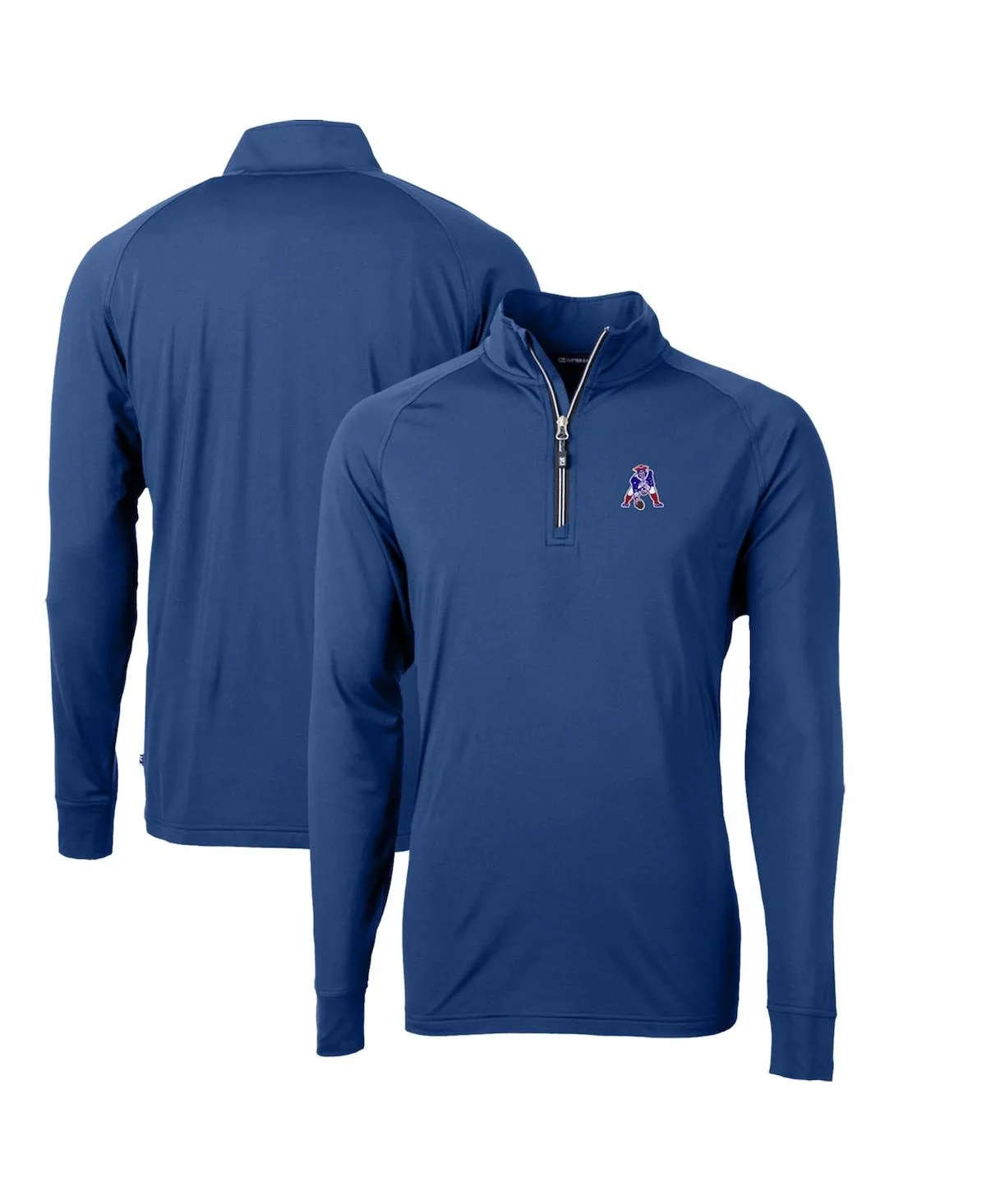 New England Patriots Adapt Eco Knit Stretch Quarter-Zip Throwback Pullover Top by Cutter & Buck