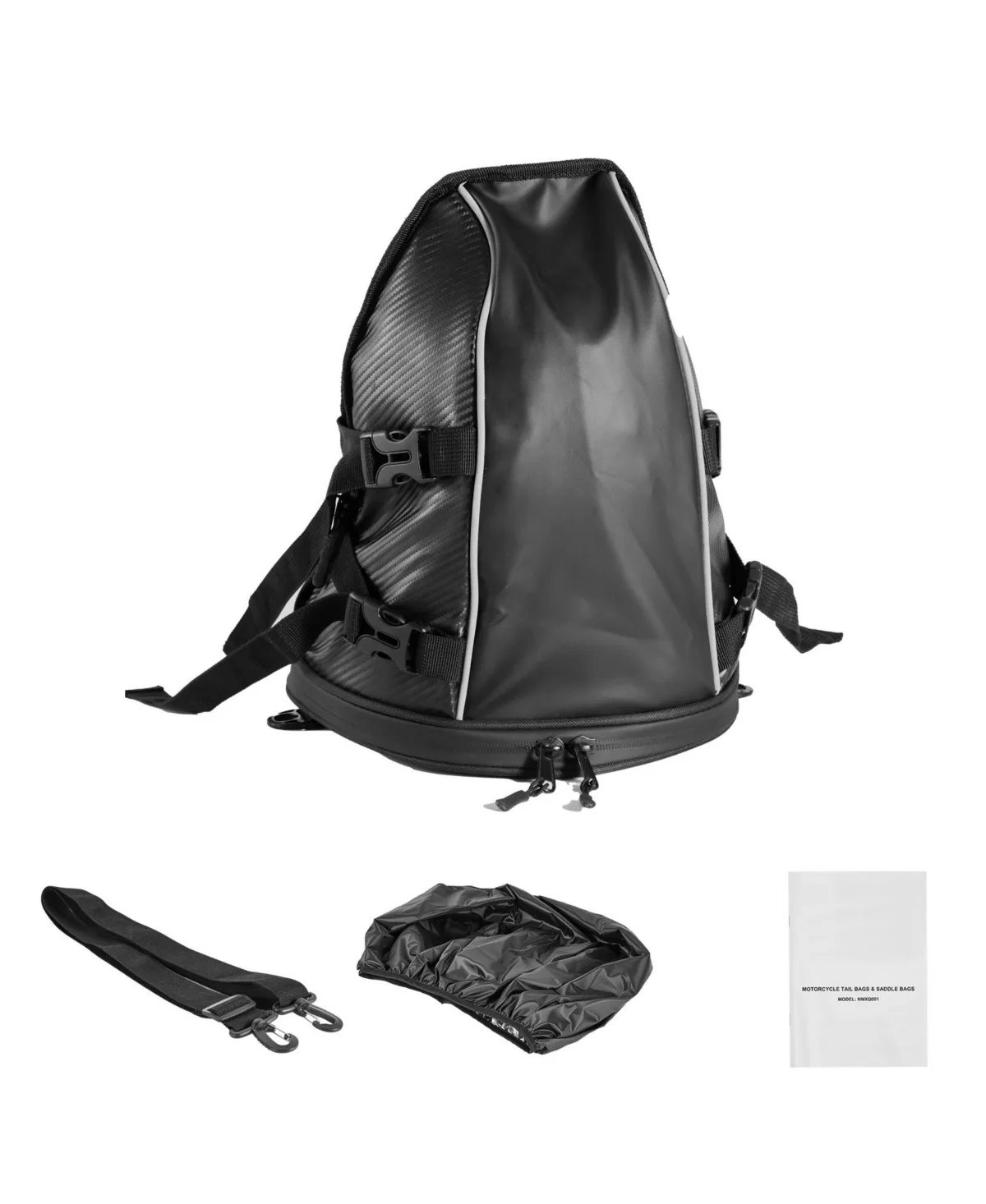10 L Motorcycle Rear Seat Tail Bag with Waterproof Rain Cover by Hongge