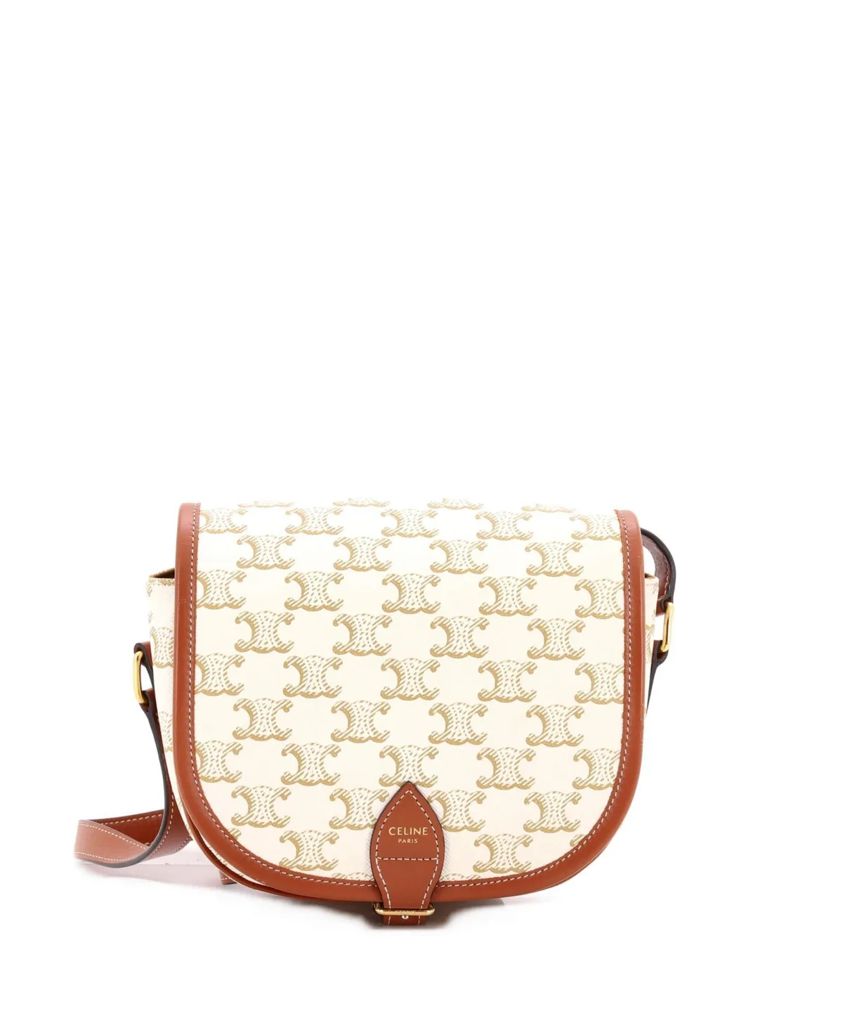 Pre-Owned Celine Medium Folco Bag Triomphe Coated Canvas by Celine