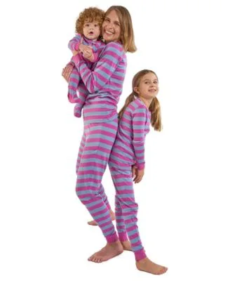 Matching Mommy Me Denim Striped Cotton Pajamas by Leveret