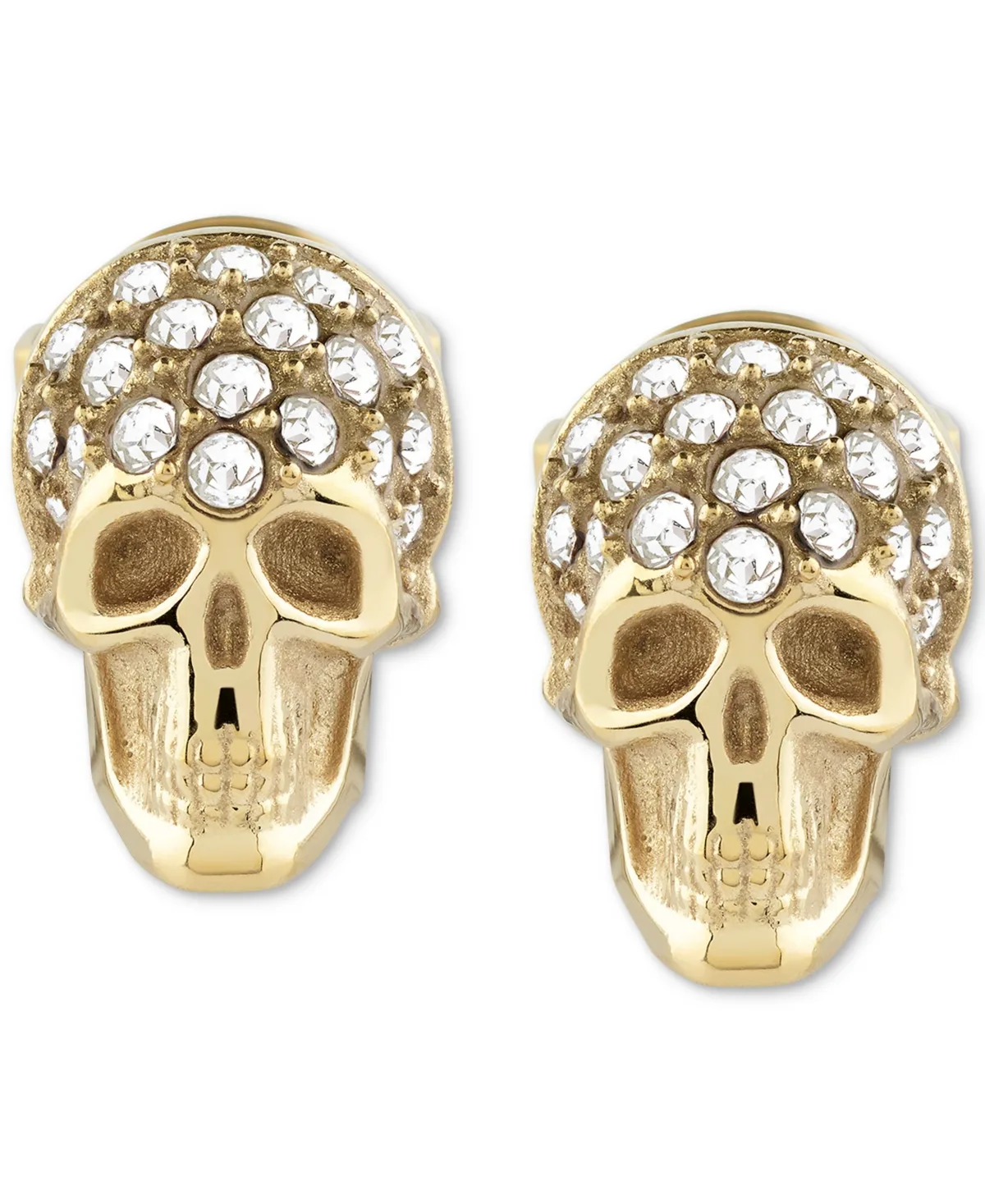 Enigma Crystal Skull Stud Earrings in Gold Ion-Plated Stainless Steel