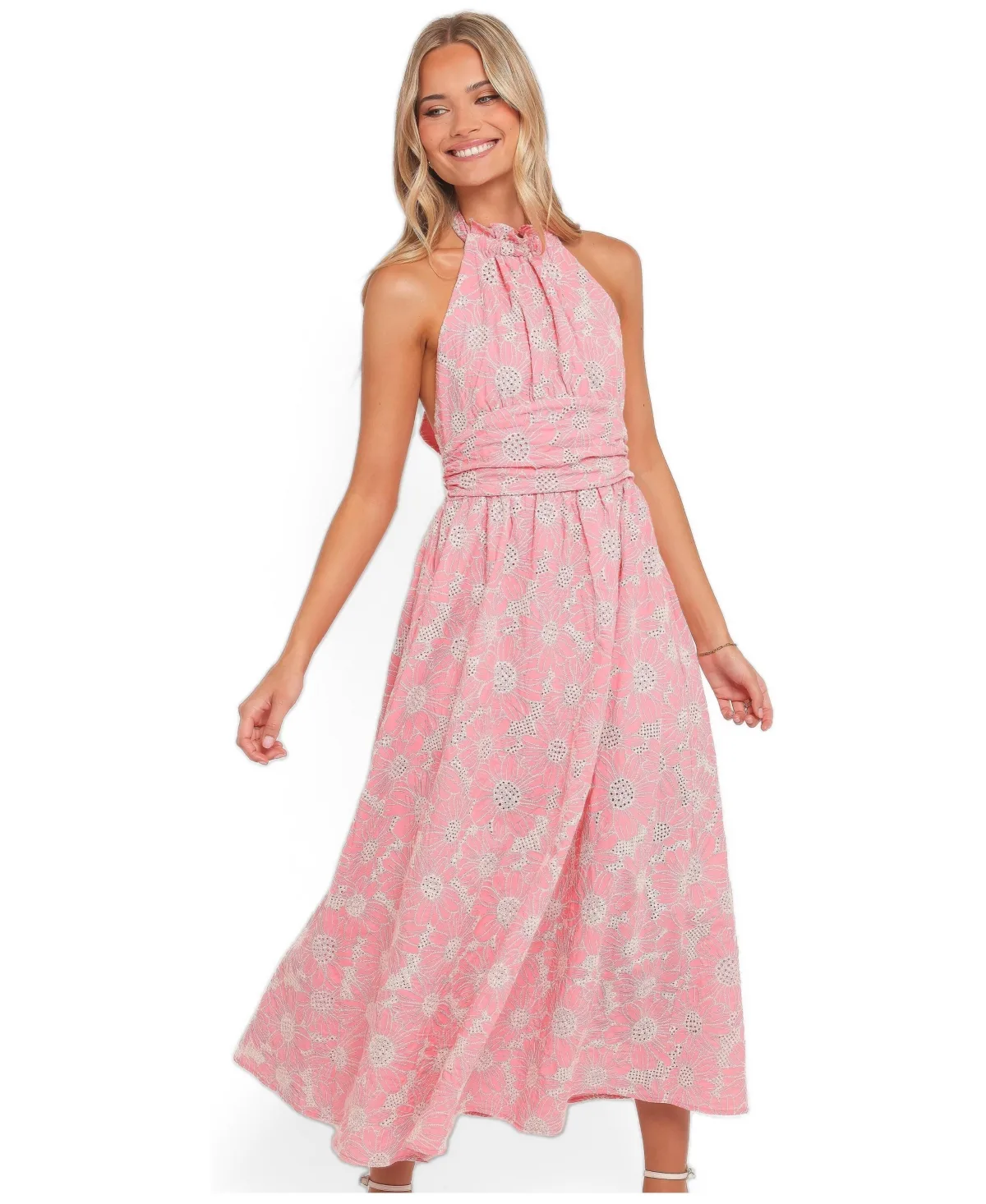 Taila A-Line Halter Midi Dress by Petal and Pup