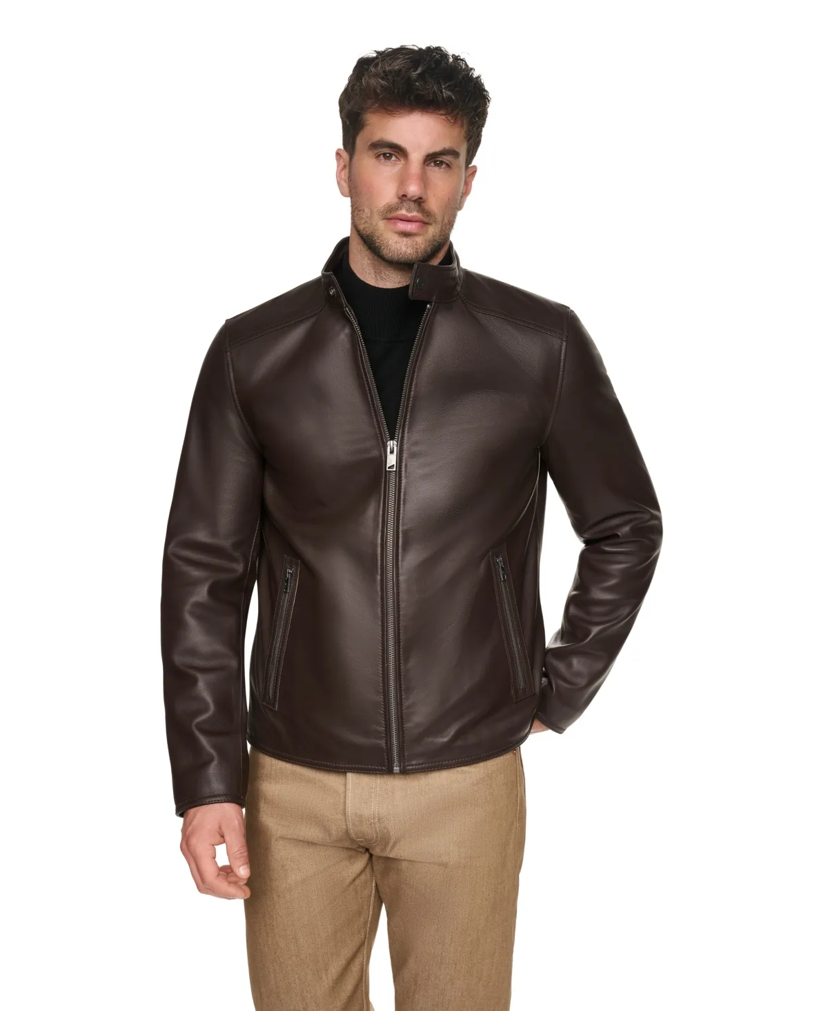 Genuine Leather Racer Jacket by Marc New York