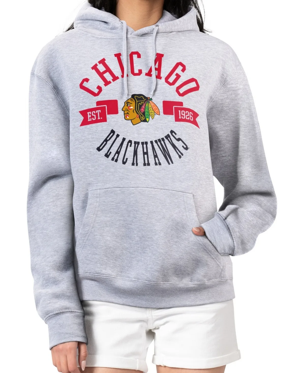 Chicago Blackhawks Graphic Fleece-Lined Pullover Hoodie by G-III