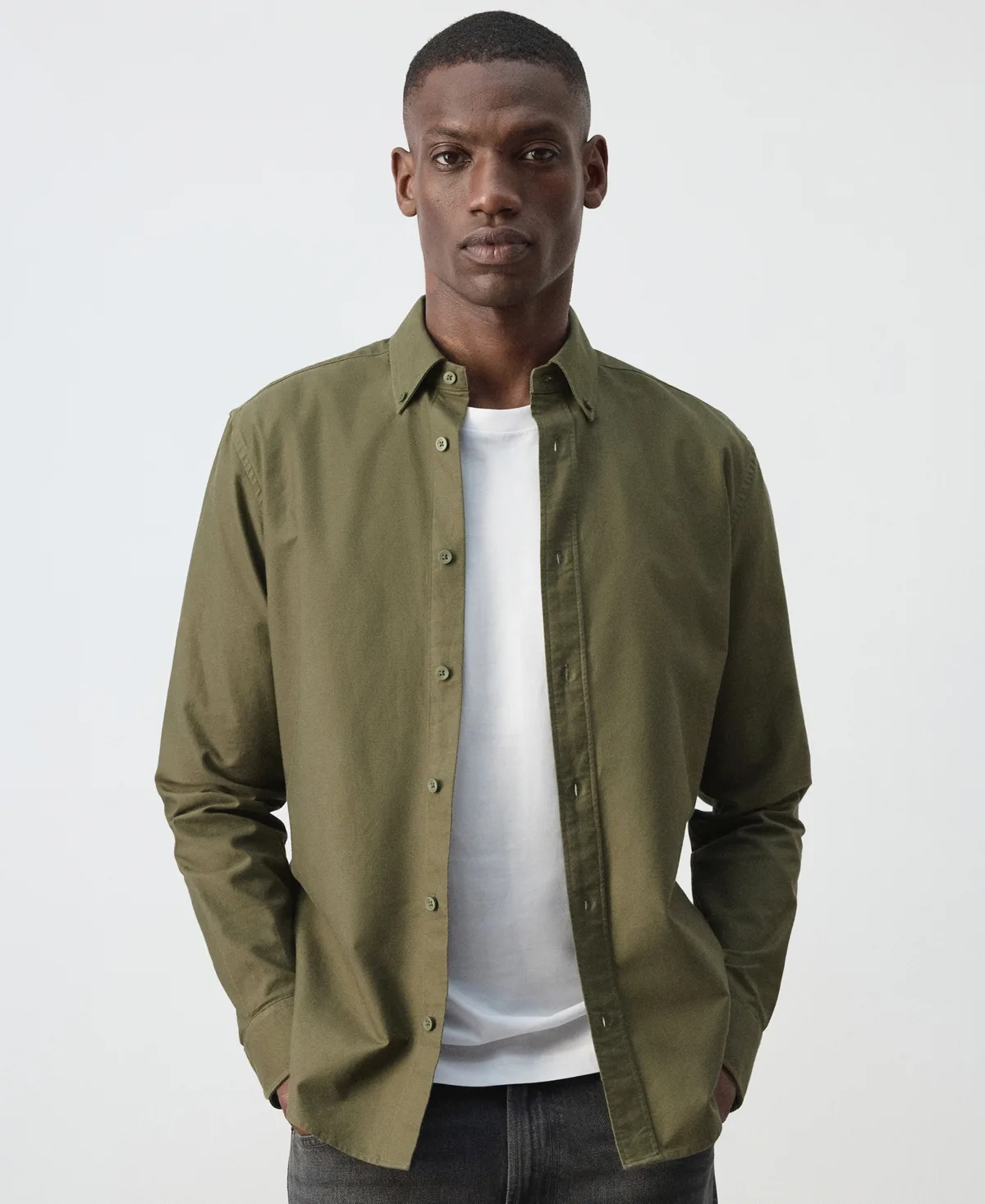 Button-Down Long-Sleeve Cotton Oxford Shirt