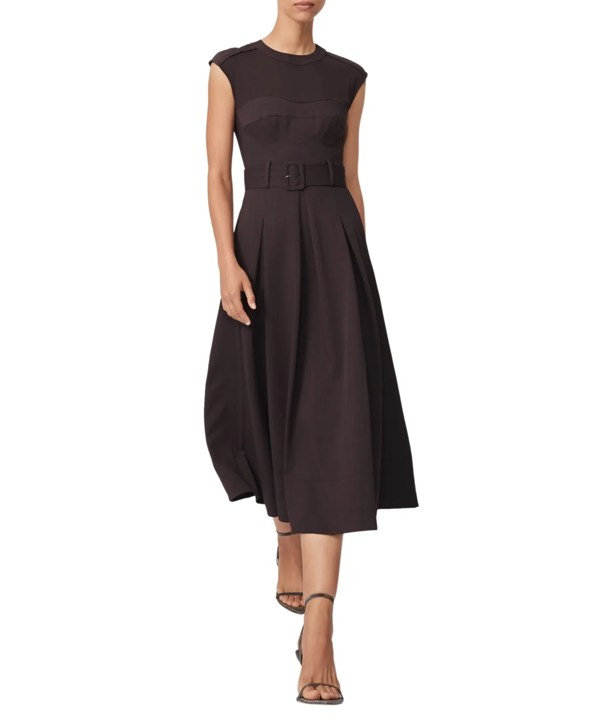 Ava Midi A-Line Belted Dress by Reiss